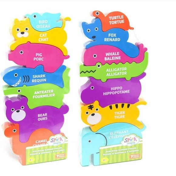 Spark. Create. Imagine. 7-Piece Stacking Animal Puzzle, Assorted - Picture 4 of 5